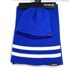 Hurley Beanie & Scarf Set Unisex O/S New‎ Yorker Blue NEW